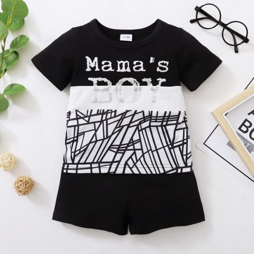 Catpapa Boys Clothes Set Letter Print Short Sleeve T-Shirt For 1-5 Years Old 2 Pcs