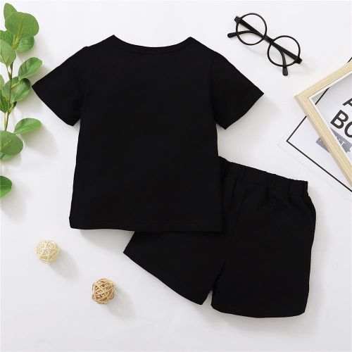 Catpapa Boys Clothes Set Letter Print Short Sleeve T-Shirt For 1-5 Years Old 2 Pcs