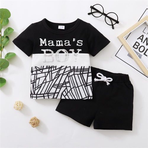 Catpapa Boys Clothes Set Letter Print Short Sleeve T-Shirt For 1-5 Years Old 2 Pcs