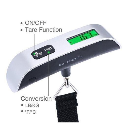 Portable Scale Digital LCD Display 50kg Electronic Luggage Scale-Black
