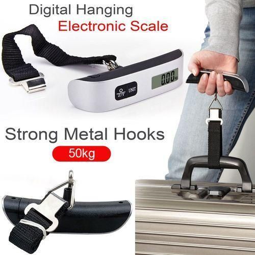 Portable Scale Digital LCD Display 50kg Electronic Luggage Scale-Black