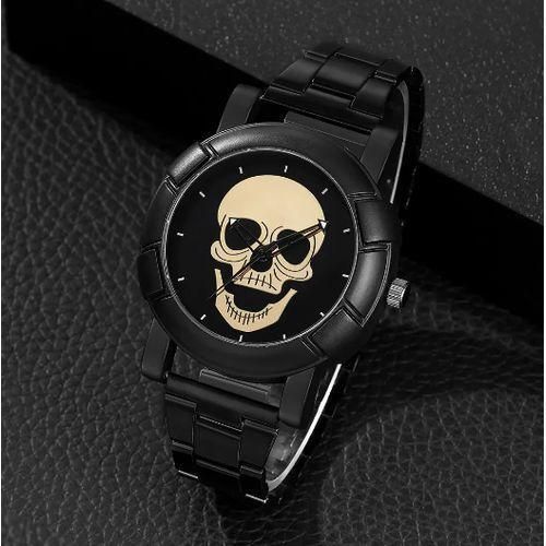 Black Gold Dial Quartz Watch Men Steampunk Rock Engraved Cool Fashion Man