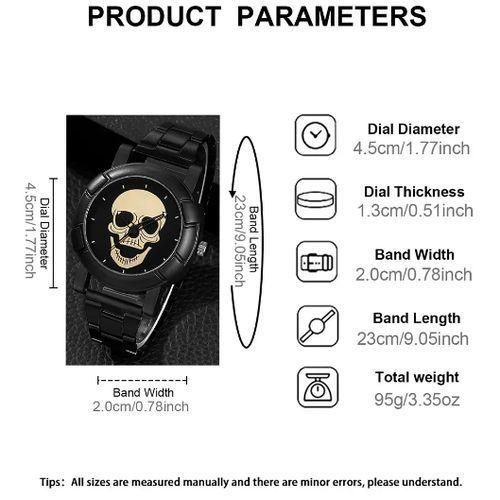 Black Gold Dial Quartz Watch Men Steampunk Rock Engraved Cool Fashion Man