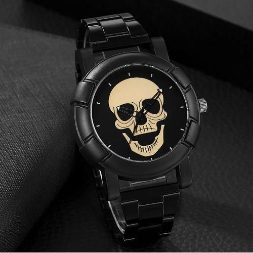 Black Gold Dial Quartz Watch Men Steampunk Rock Engraved Cool Fashion Man