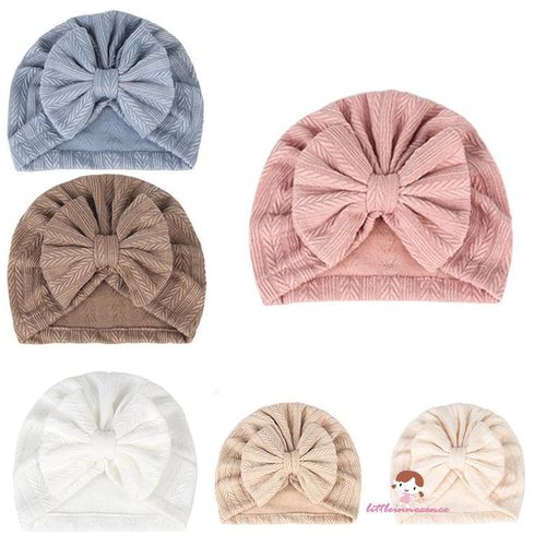 XZQ-Baby Soft Stretchy Turban Hats with Knotted Big Bow Caps Beanies Bonnets Headwraps Hair Accessories