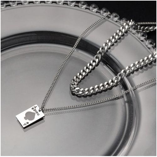 Cold Talk Wind Playing Card Double Layer Necklace