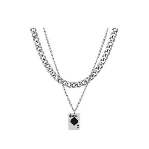 Cold Talk Wind Playing Card Double Layer Necklace