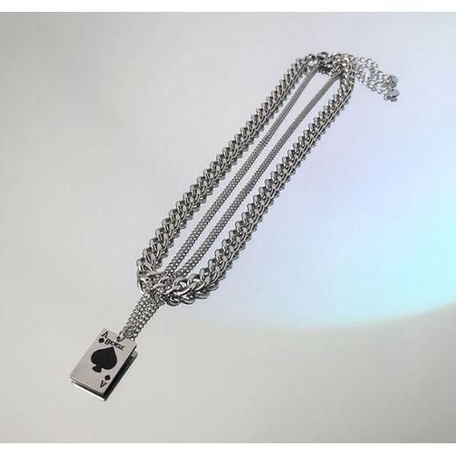 Cold Talk Wind Playing Card Double Layer Necklace