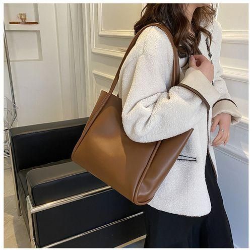 STY 2pcs Ladies Shoulder Bag Small Bag Set PU Leather Handbags Brown Tote Bag