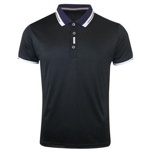 Berrykey Mens Formal Shirts Casual Round Neck Short Sleeved T-shirt Polos Black