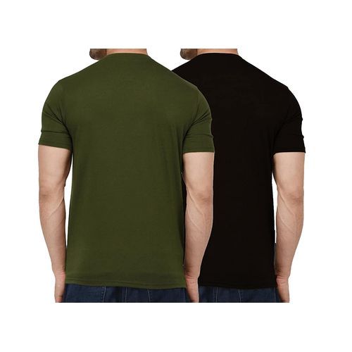 2 Pack of Round Neck T-Shirts - Black, Army Green