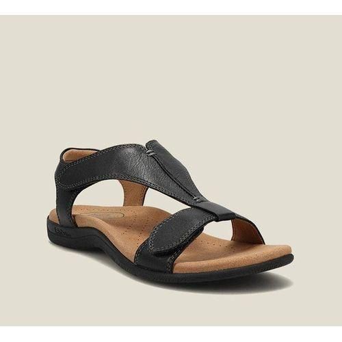2022 New Independent Station European and American Large Size Roman Sandals Women's Flat Arch Velcro Casual Beach Sandals Navy 38