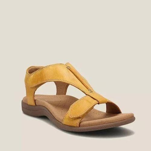 2022 New Independent Station European and American Large Size Roman Sandals Women's Flat Arch Velcro Casual Beach Sandals Navy 38