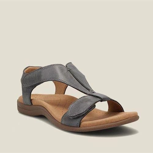 2022 New Independent Station European and American Large Size Roman Sandals Women's Flat Arch Velcro Casual Beach Sandals Navy 38