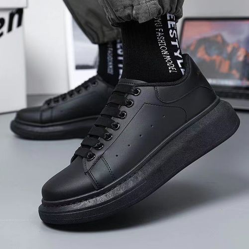 Men's Comfortable Gentle Casual Sport Running Lace Up Sneakers Shoes Solid Black