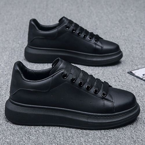 Men's Comfortable Gentle Casual Sport Running Lace Up Sneakers Shoes Solid Black
