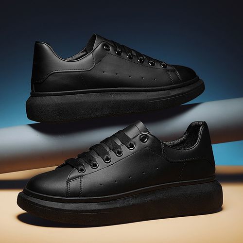 Men's Comfortable Gentle Casual Sport Running Lace Up Sneakers Shoes Solid Black