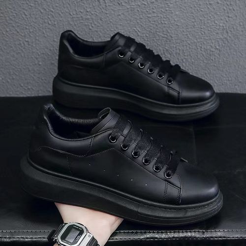 Men's Comfortable Gentle Casual Sport Running Lace Up Sneakers Shoes Solid Black