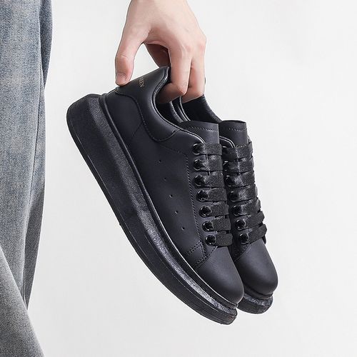 Men's Comfortable Gentle Casual Sport Running Lace Up Sneakers Shoes Solid Black