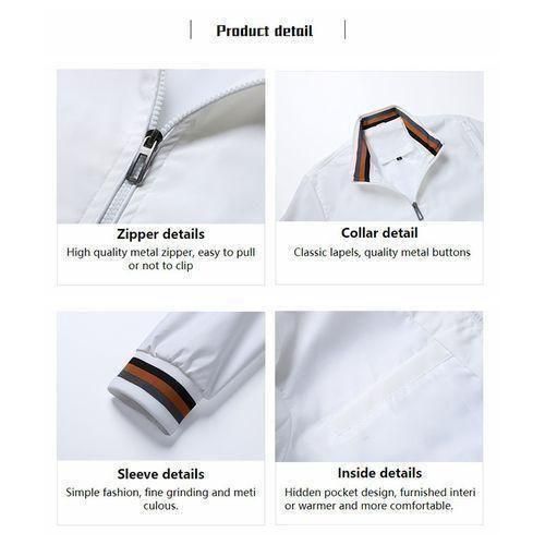Mens Casual Sports Windbreak Lightweight Jackets  -  White