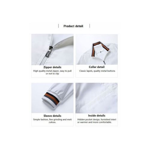 Mens Casual Sports Windbreak Lightweight Jackets  -  White