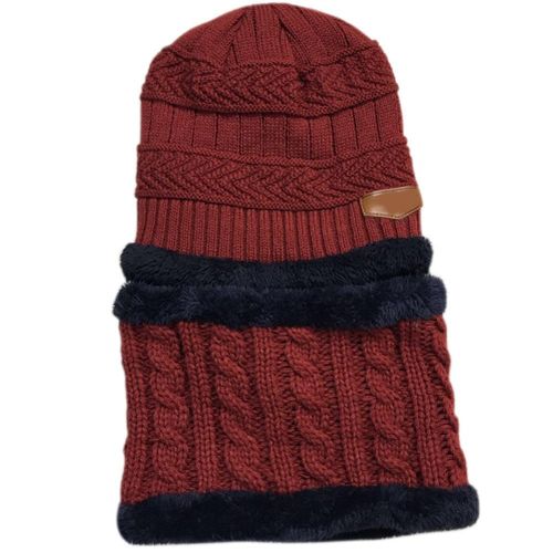 2 Pcs Set Children Kids Hat Scarf Knitting Warm Thicken Breathable for Winter New,Wine Red NO5111