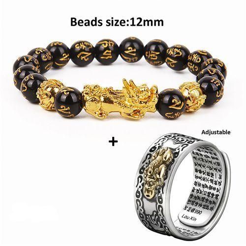 Fortified Feng Shui Black Obsidian Wealth Bracelet And Ring