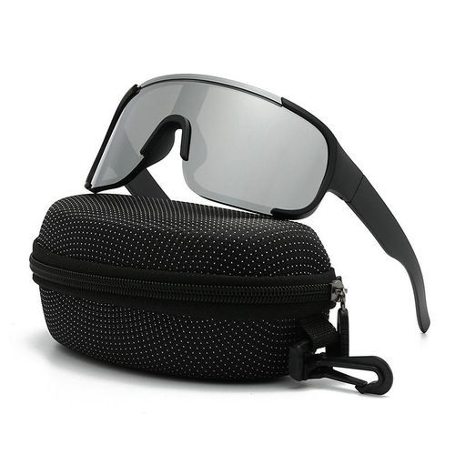 European and American Outdoor Sports Riding Silver Glasses Mountaineering Night Riding Sunglasses One-Piece Eye Protection Bicycle Glass Sunglasses Men and Women
