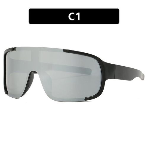 European and American Outdoor Sports Riding Silver Glasses Mountaineering Night Riding Sunglasses One-Piece Eye Protection Bicycle Glass Sunglasses Men and Women