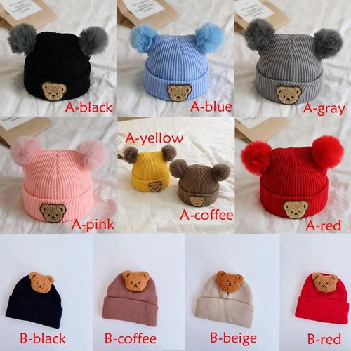 Baby hat infant knitted hat cute bear autumn and winter newborn beanie