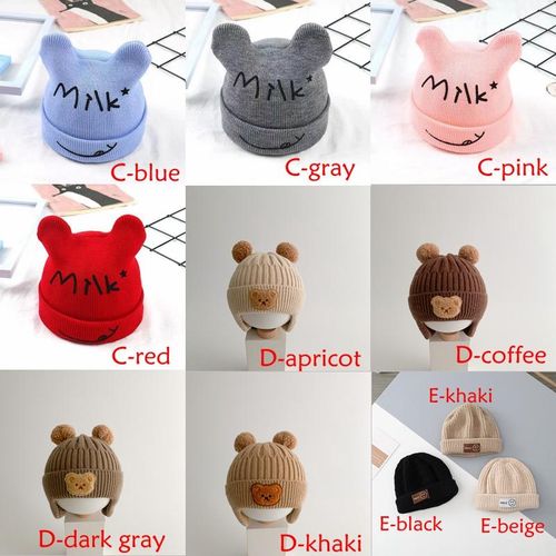 Baby hat infant knitted hat cute bear autumn and winter newborn beanie