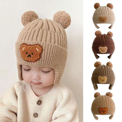 Baby hat infant knitted hat cute bear autumn and winter newborn beanie