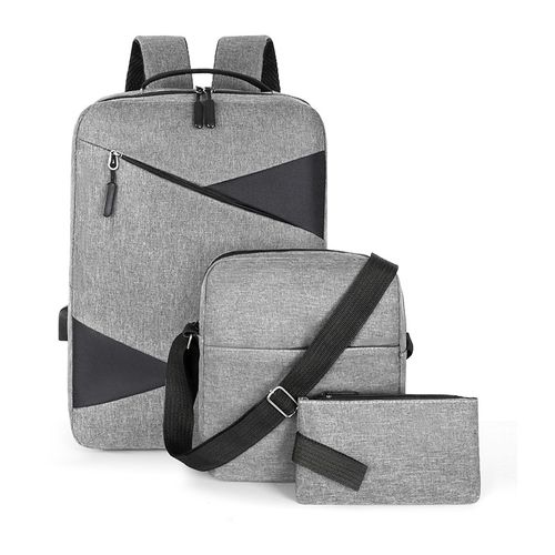 3pcs/set Large Capacity Backpack Chest Bag Long Wallet Set, Laptop Backpack, USB Charging