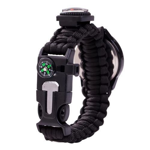 Outdoor Multifunctional Survival Wristband Men's  Watch With Compass And Whistle