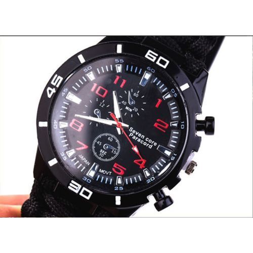 Outdoor Multifunctional Survival Wristband Men's  Watch With Compass And Whistle