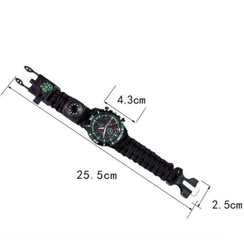 Outdoor Multifunctional Survival Wristband Men's  Watch With Compass And Whistle
