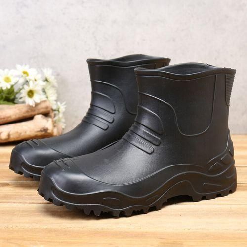 Mens Rubber Waterproof Rain Boots Wellies Wellington Ankle Slip Chef Work Shoes Black