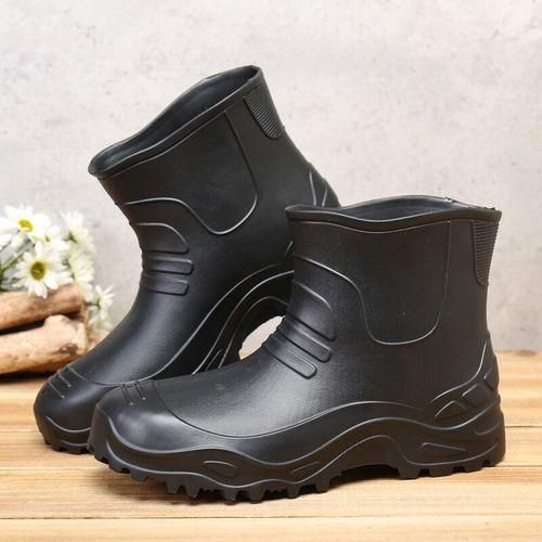 Mens Rubber Waterproof Rain Boots Wellies Wellington Ankle Slip Chef Work Shoes Black