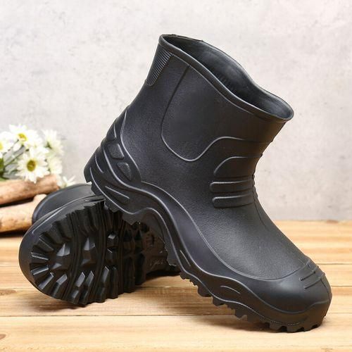 Mens Rubber Waterproof Rain Boots Wellies Wellington Ankle Slip Chef Work Shoes Black