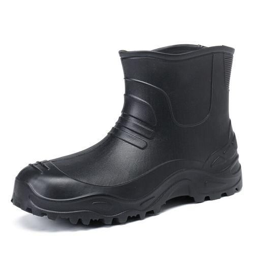 Mens Rubber Waterproof Rain Boots Wellies Wellington Ankle Slip Chef Work Shoes Black