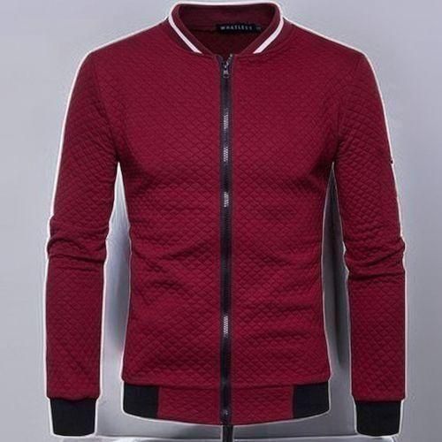 Berrykey Mens Zipper Comfort Blazers Windbreak Lightweight Jackets Coats Burgundy