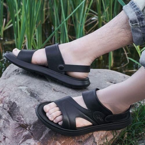 Men's Palm Sandals Shoes Comfortable Soft Sole Casual Black
