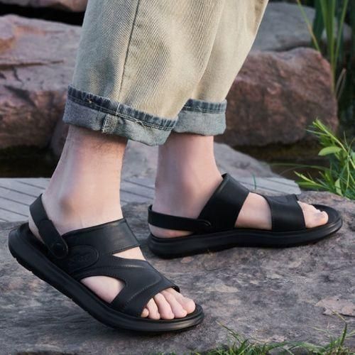 Men's Palm Sandals Shoes Comfortable Soft Sole Casual Black