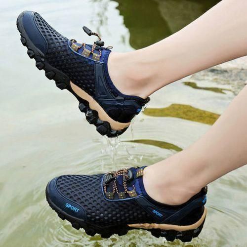 Mens Sneakers Outdoor Hiking Mesh Fabric Non-slip Sports Breathable Shoes Blue