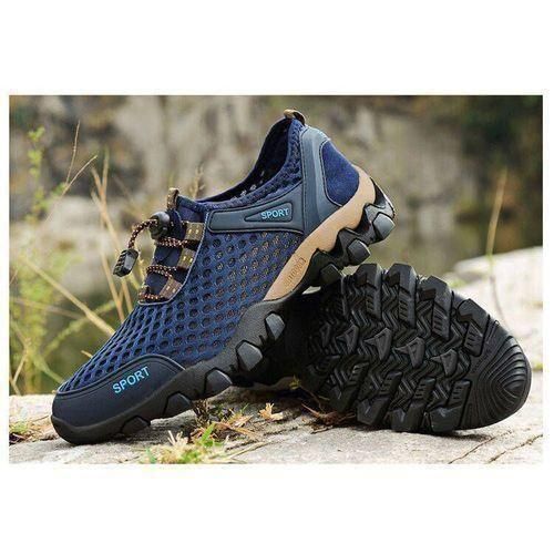 Mens Sneakers Outdoor Hiking Mesh Fabric Non-slip Sports Breathable Shoes Blue