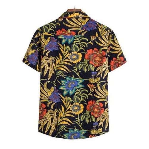 Mens Vintage Graffiti Floral Pattern Shirts Hawaii Beach Shirt Casual