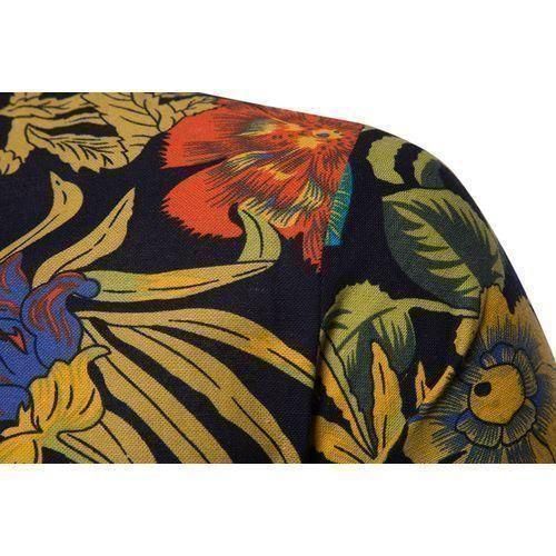Mens Vintage Graffiti Floral Pattern Shirts Hawaii Beach Shirt Casual