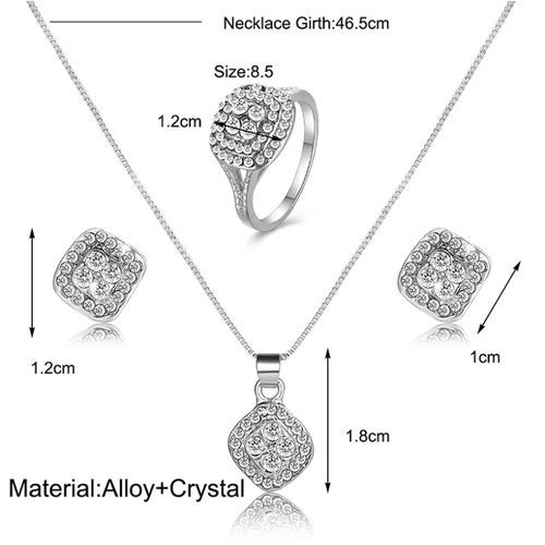 Jewelry Set Full Inlaid Zircon Zinc Alloy Pendant Necklace Diameter Ring Earring