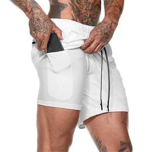 Berrykey Men's Fitness Varsity Running Shorts Men Sports Pants White