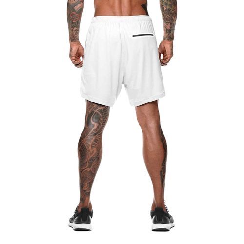 Berrykey Men's Fitness Varsity Running Shorts Men Sports Pants White